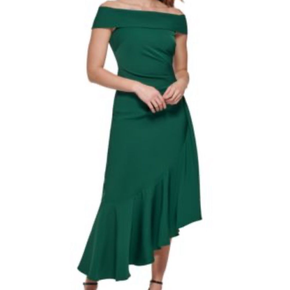 NWT Eliza J Off-The-Shoulder Asymmetrical-Hem Dress